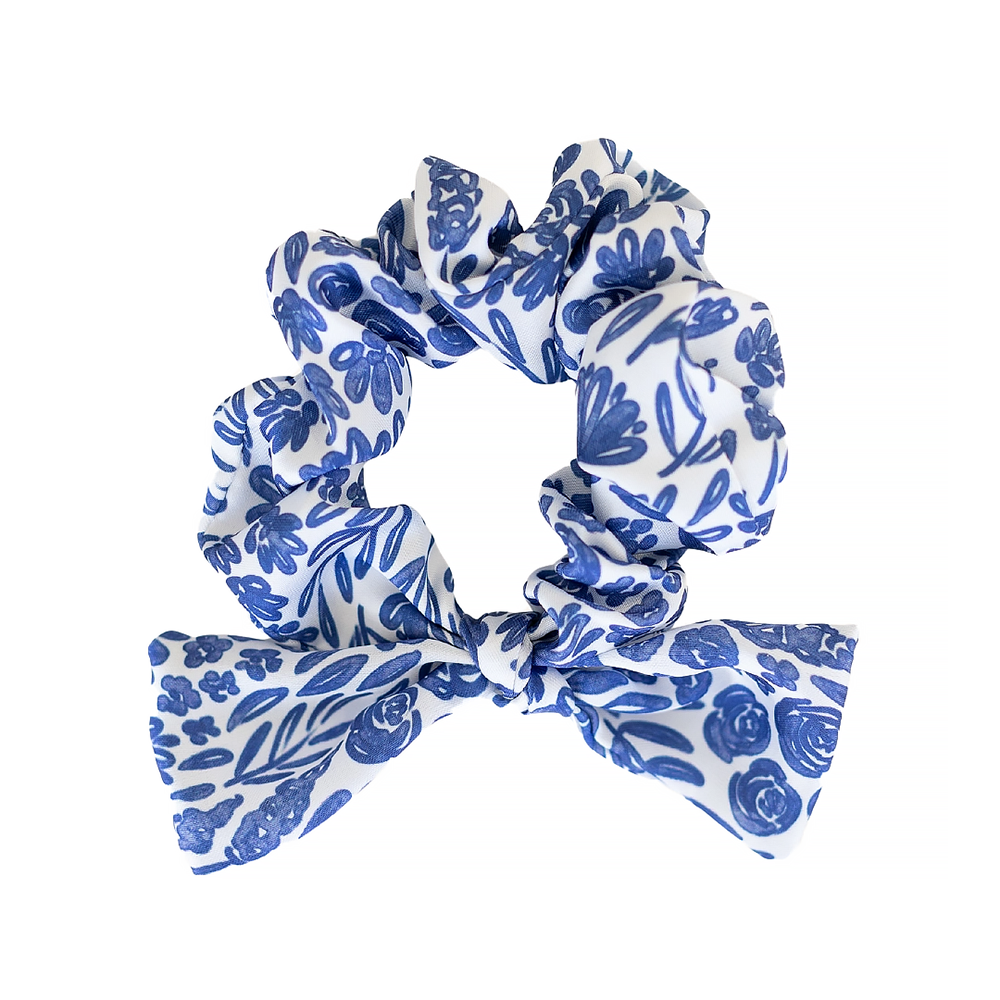 Elyse Breanne Design Satin Scrunchie - Porcelain Floral
