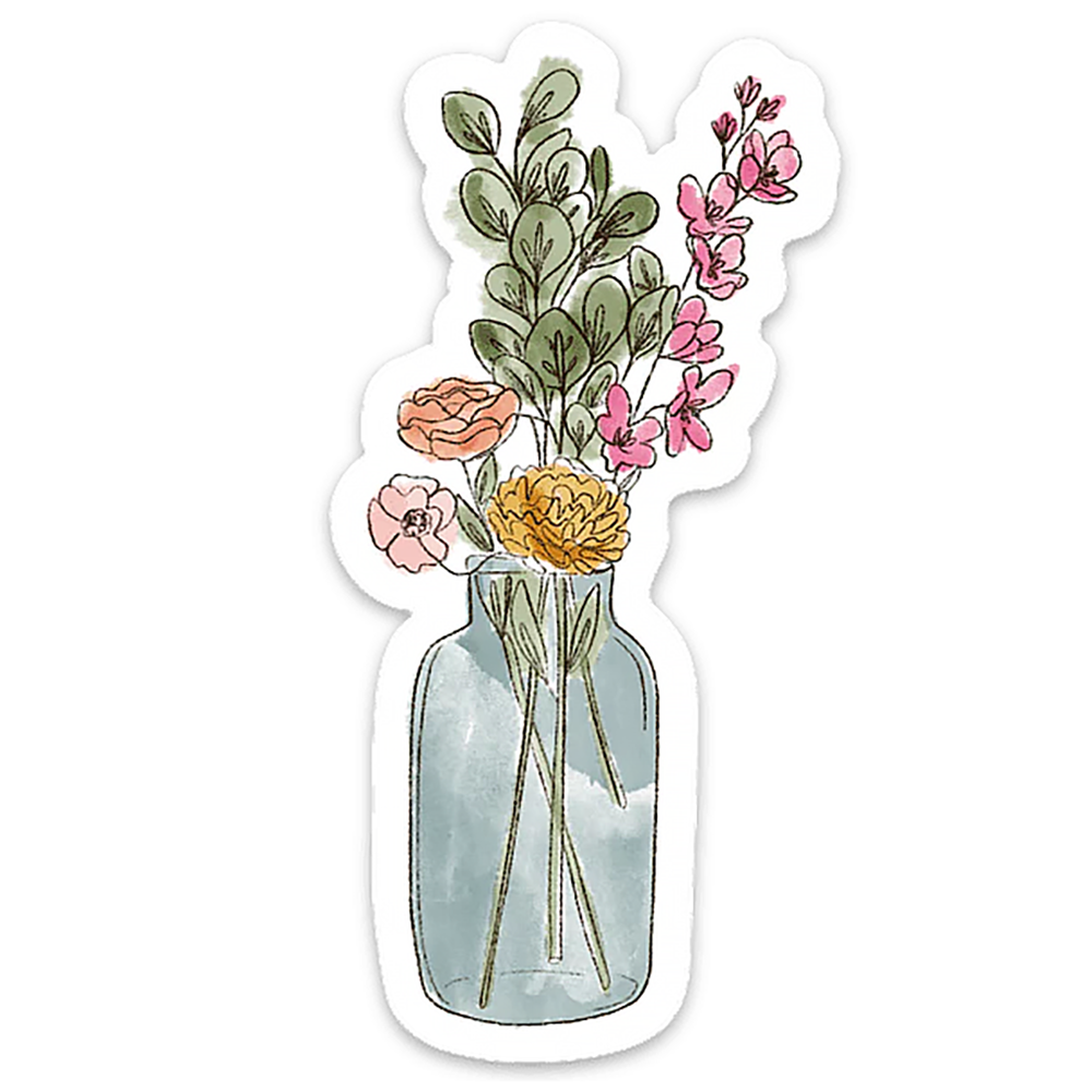 Elyse Breanne Design - Watercolor Vase with Flower Bouquet Sticker