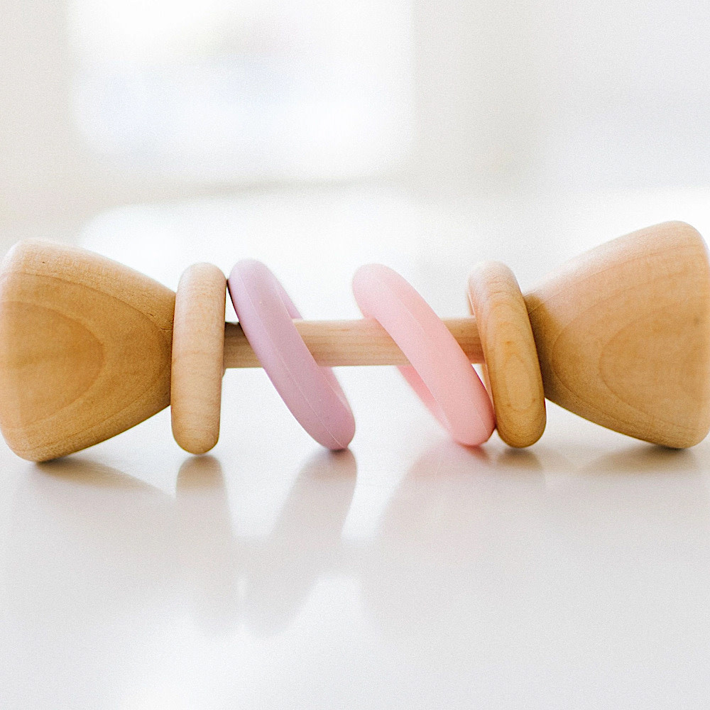 Bannor Toys Bannor Toys - Classic Wooden Rattle - Pink + Lavender