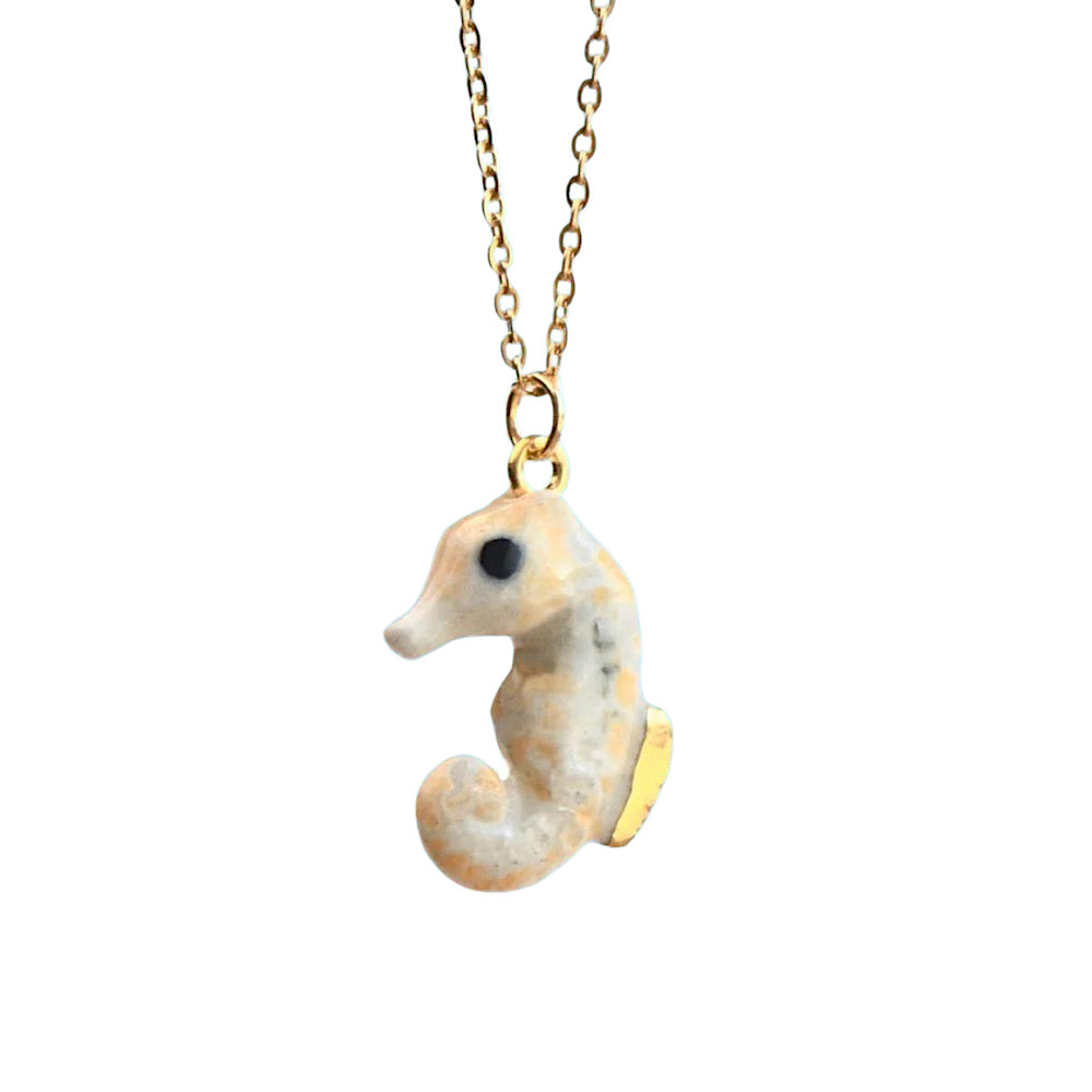Camp Hollow 24" 24k Gold Steel Chain Necklace - Arctic Seahorse