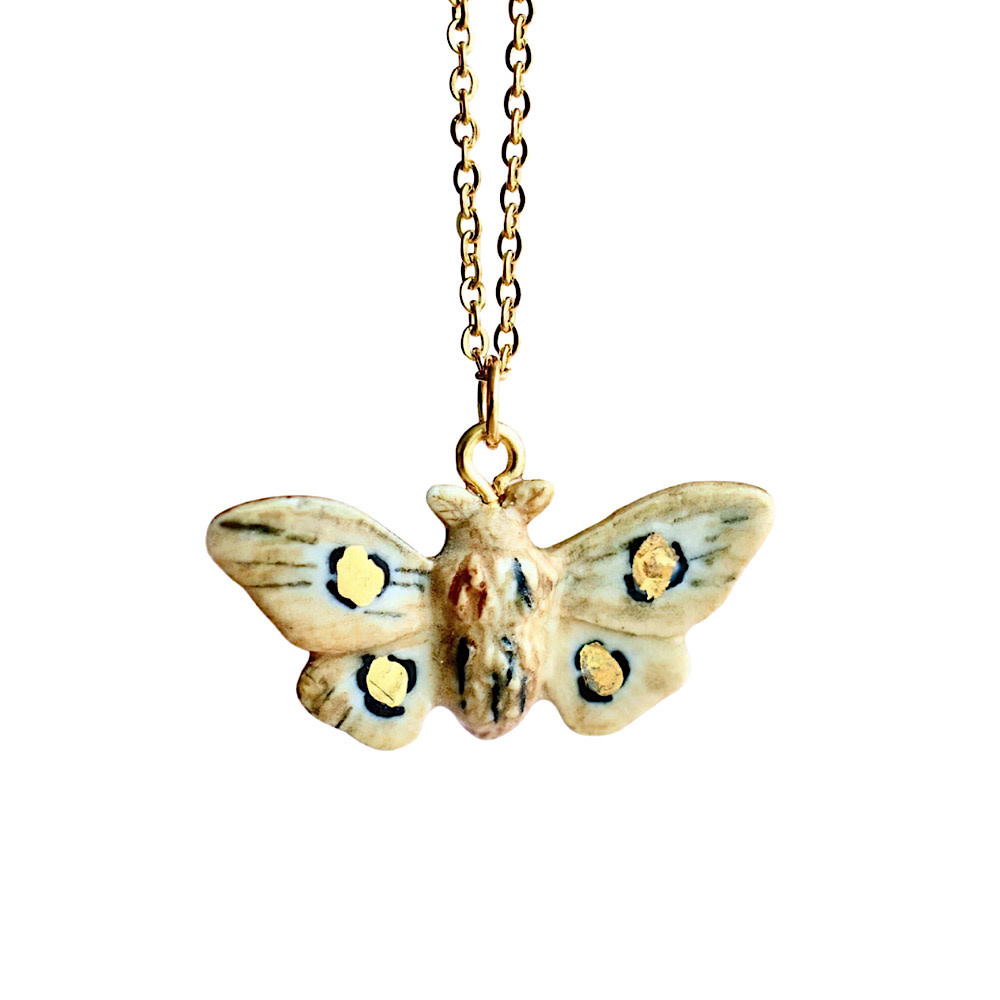 Camp Hollow 24" 24k Gold Steel Chain Necklace - Solar Moth