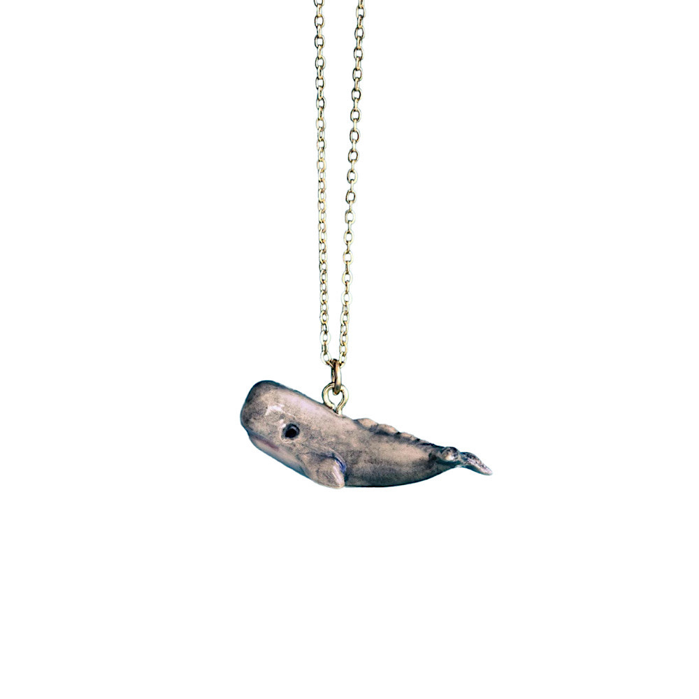 Camp Hollow 24" 24k Gold Steel Chain Necklace - Sperm Whale