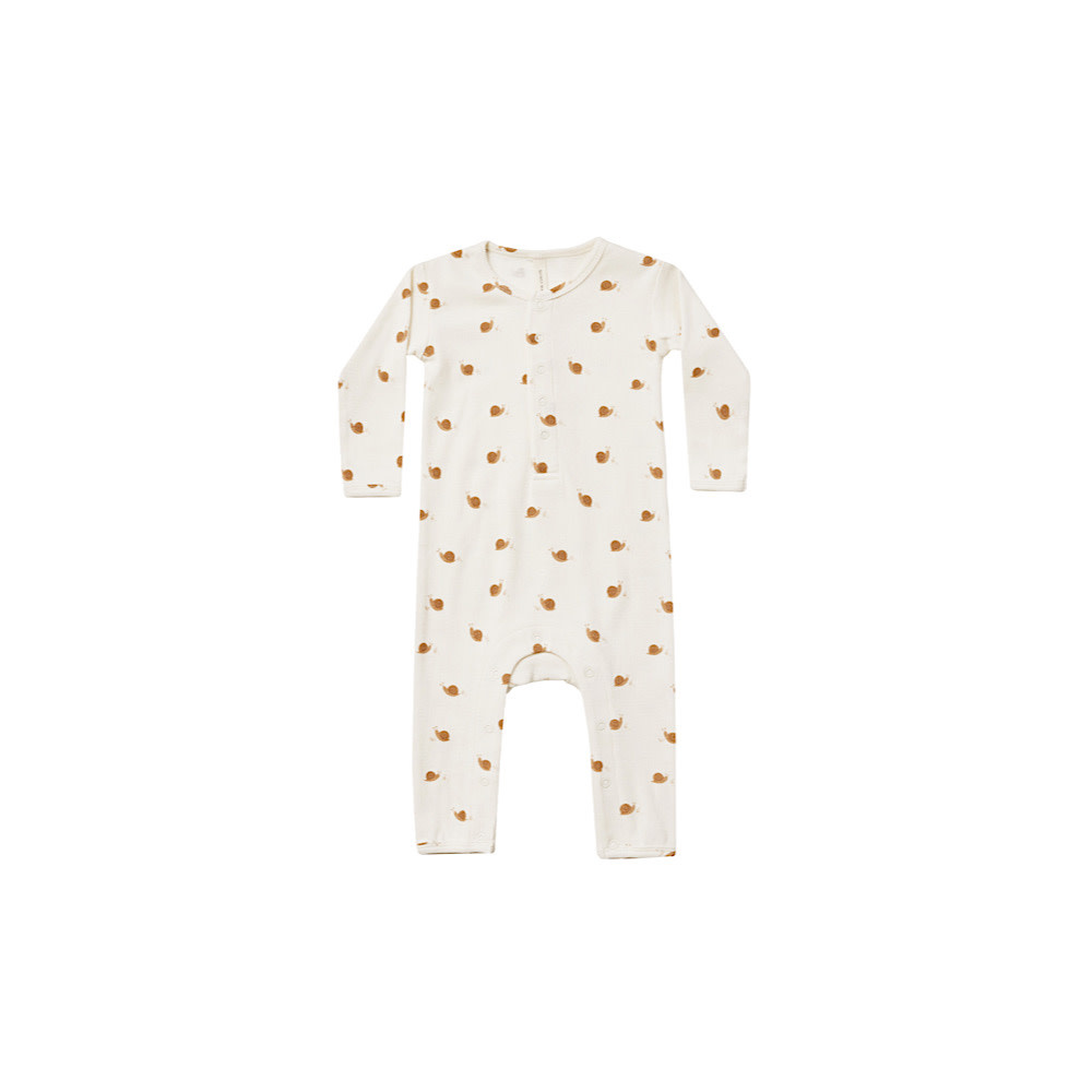 Quincy Mae Quincy Mae Ribbed Baby Jumpsuit - Snails