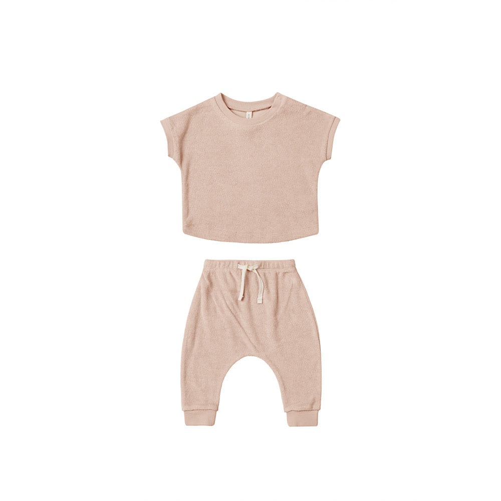 Quincy Mae Quincy Mae Terry Tee + Pant Set - Blush