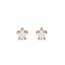 Pura Vida Pura Vida - Opal Sea Turtle Stud Earrings - Rose Gold