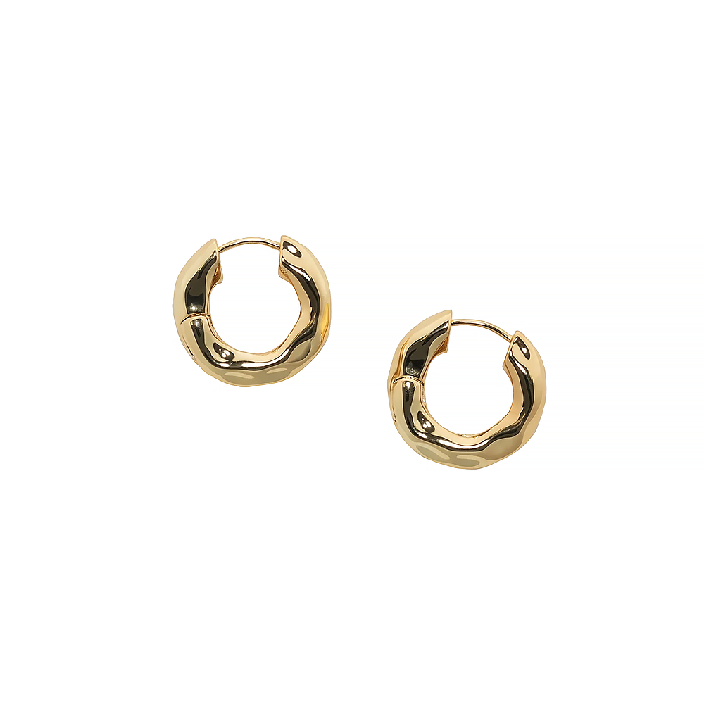 Machete - Wavy Chunky Hoop Earrings - Gold Plated