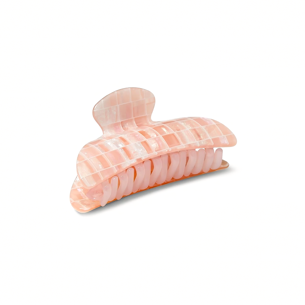 Machete - Midi Heirloom Claw Hair Clip - Apricot Shell Checker