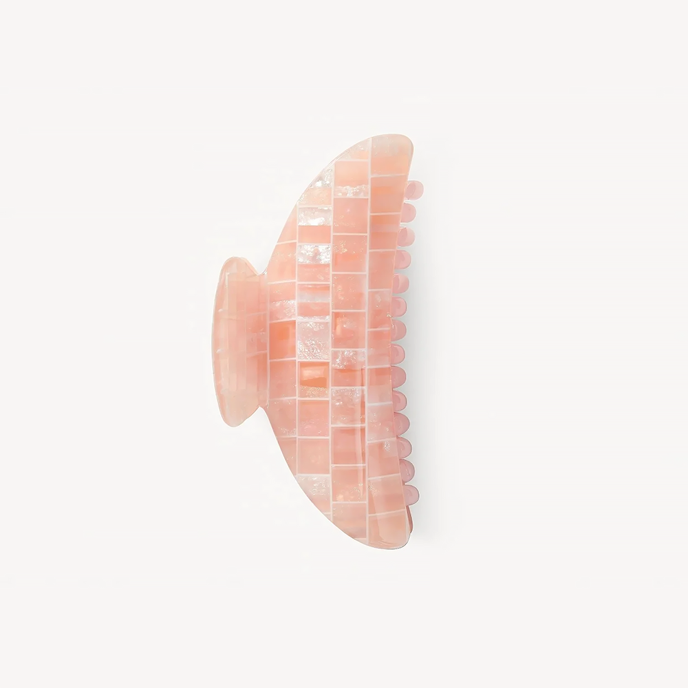 Machete Midi Claw Hair Clip - Apricot Shell Checker