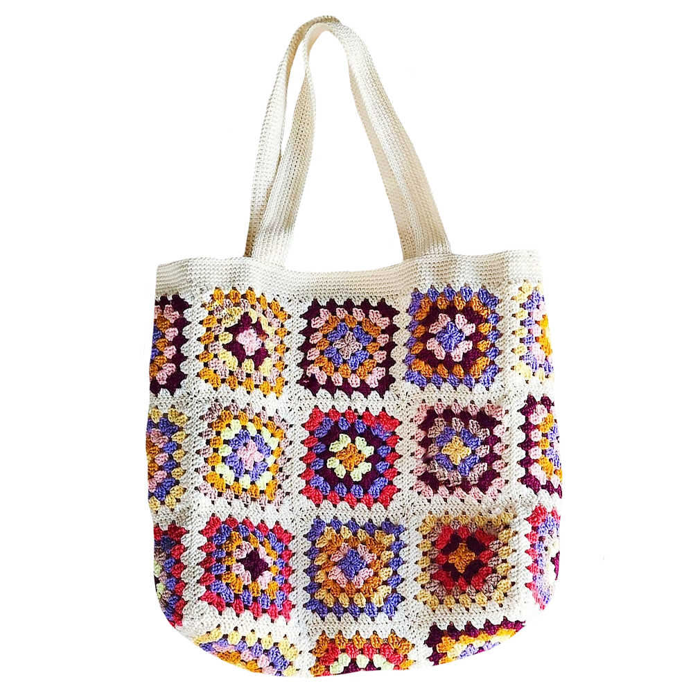 Quince Fables Quince Fables Hand-Crochet Tote Bag - Colorful Pattern