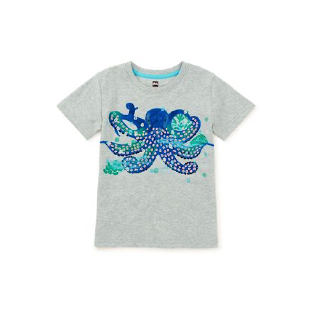 Tea Collection Octopus Graphic Tee - Med Heather Grey
