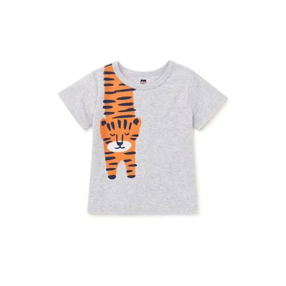 Tea Collection Tea Collection Tiger Turn Baby Graphic Tee - Light Grey Heather