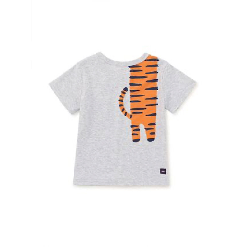 Tea Collection Tiger Turn Baby Graphic Tee - Light Grey Heather