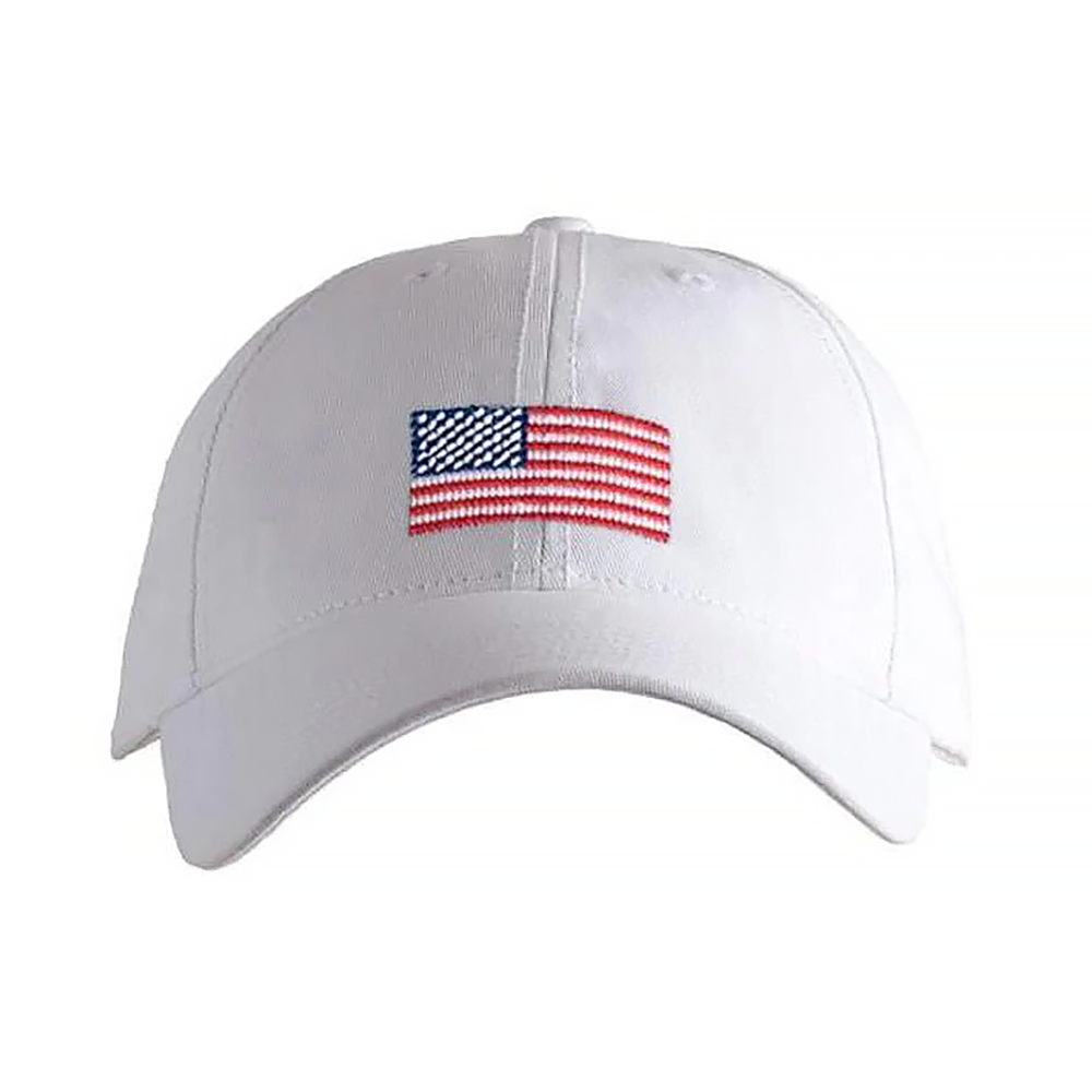 Harding Lane - Adult Baseball Hat - American Flag - White