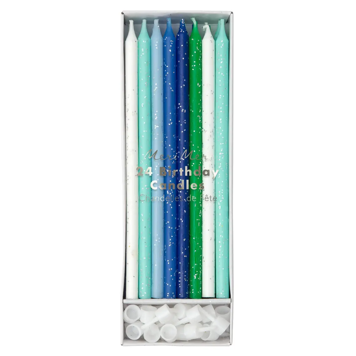 Meri Meri - Blue & Green Glitter Candles