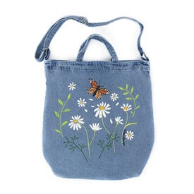 Holly Ross Holly Ross - Hand Painted Denim Duck Bag - Monarch Daisies