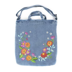 Holly Ross Holly Ross - Hand Painted Denim Duck Bag - Pink Butterfly Floral