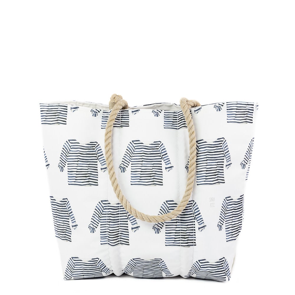 Sea Bags x Sara Fitz - Striped Shirt - Medium Tote - Hemp Handle