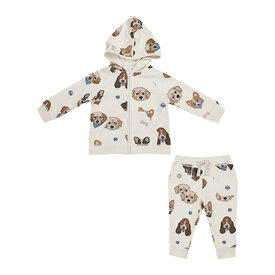 Angel Dear Angel Dear Hoodie & Jogger - French Terry Puppy Faces