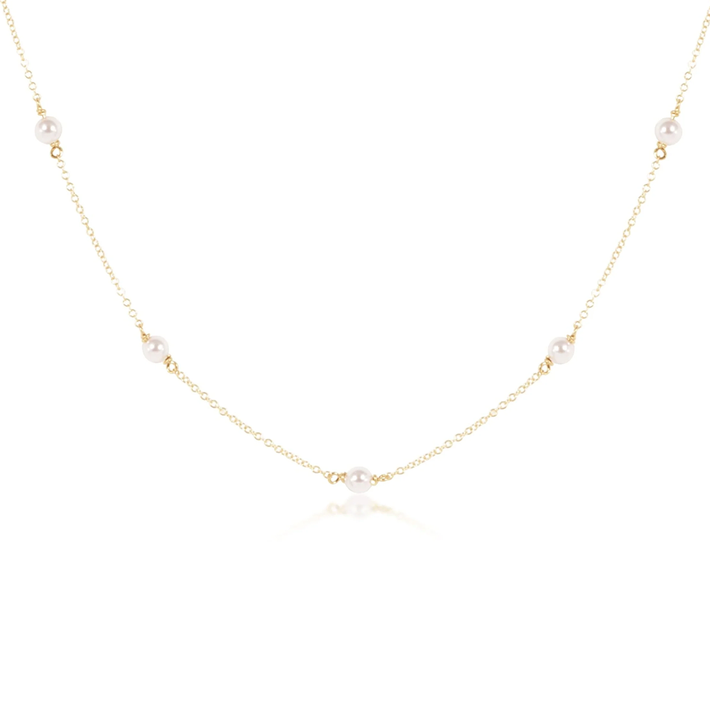 ENewton - 15" Gold Choker Necklace - Simplicity - Pearl - 4mm