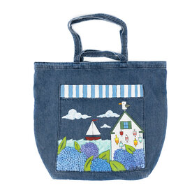 Holly Ross Holly Ross - Hand Painted Giant Denim Tote - Kennebunkport Seaside