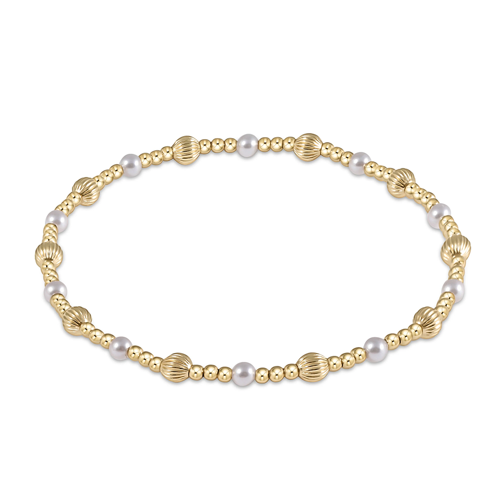 ENewton - Gold Dignity Bead Pattern Bracelet - Sincerity - Pearl - 4mm
