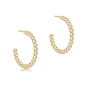 ENewton ENewton Earrings - Classic Beaded Gold Post Hoop Earring - 1 Inch - 2mm