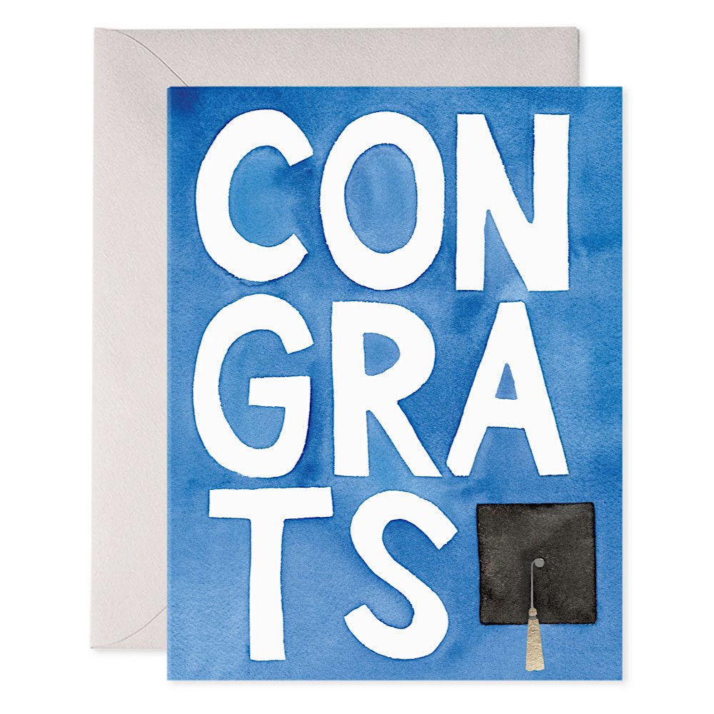 E Frances Paper E. Frances Card - Blue Congrats Graduation