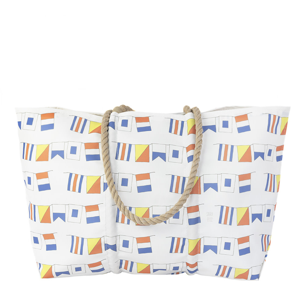 Sea Bags x Sara Fitz - Nautical Flags - Large Tote - Hemp Handle