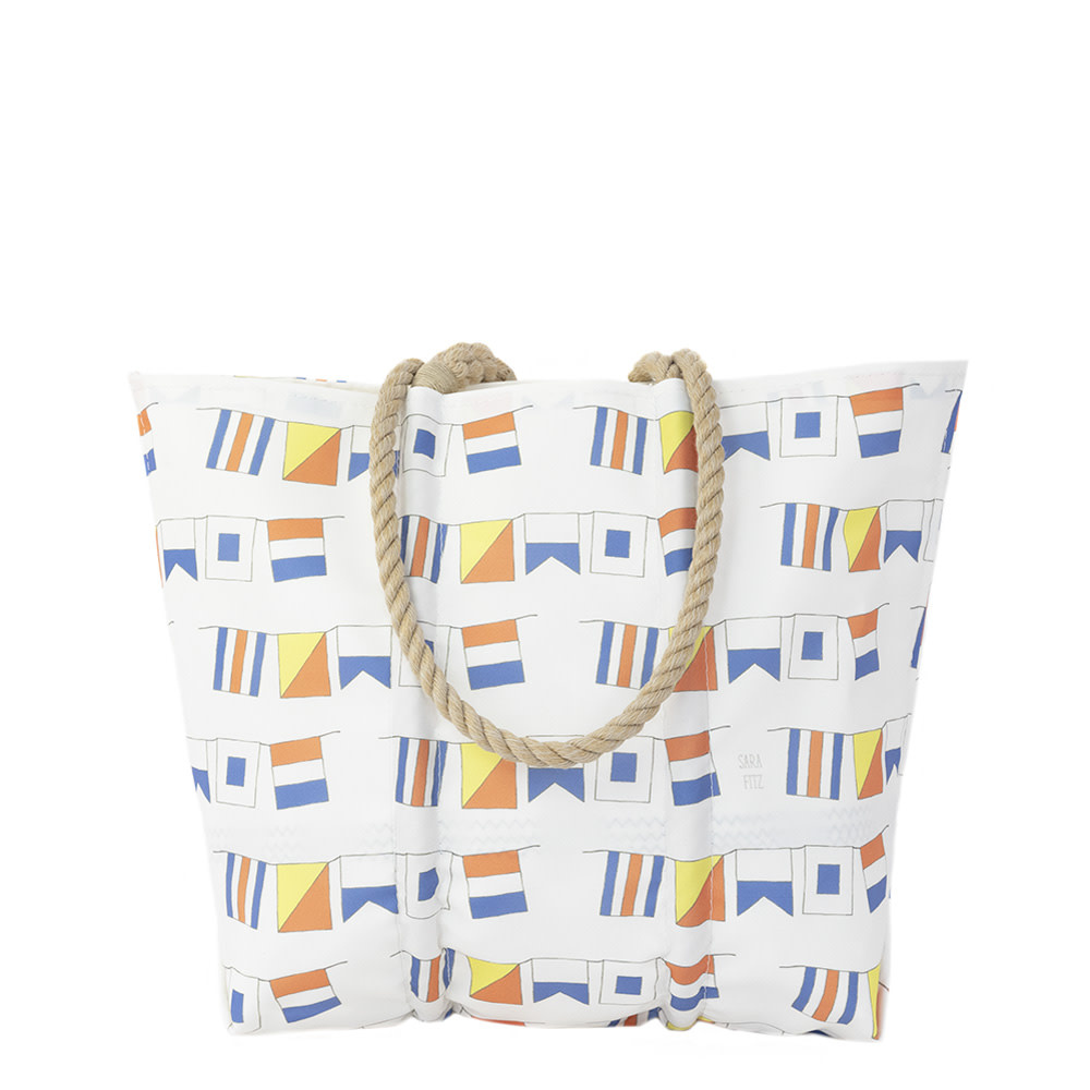 Sea Bags x Sara Fitz - Nautical Flags - Medium Tote - Hemp Handle
