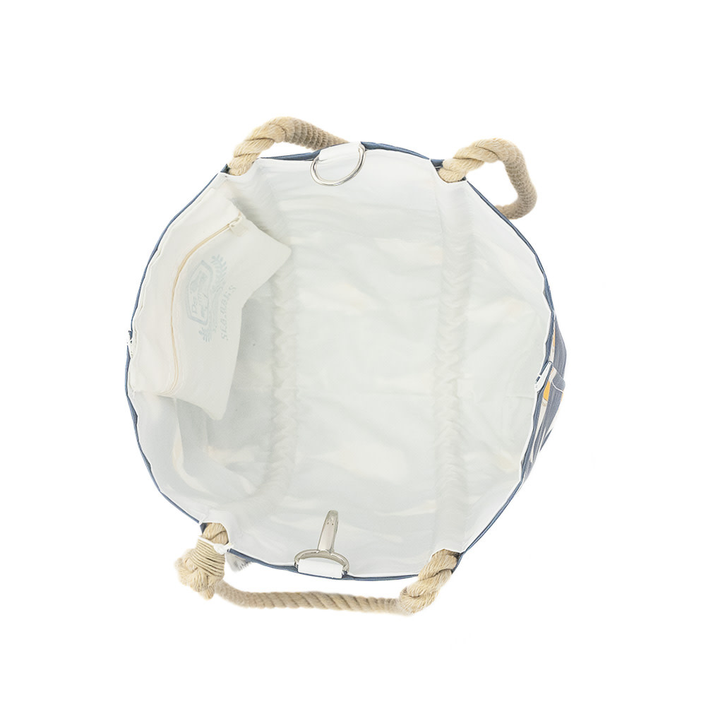 Sea Bags x Sara Fitz - Whales - Small Handbag Tote - Hemp Handle with Clasp