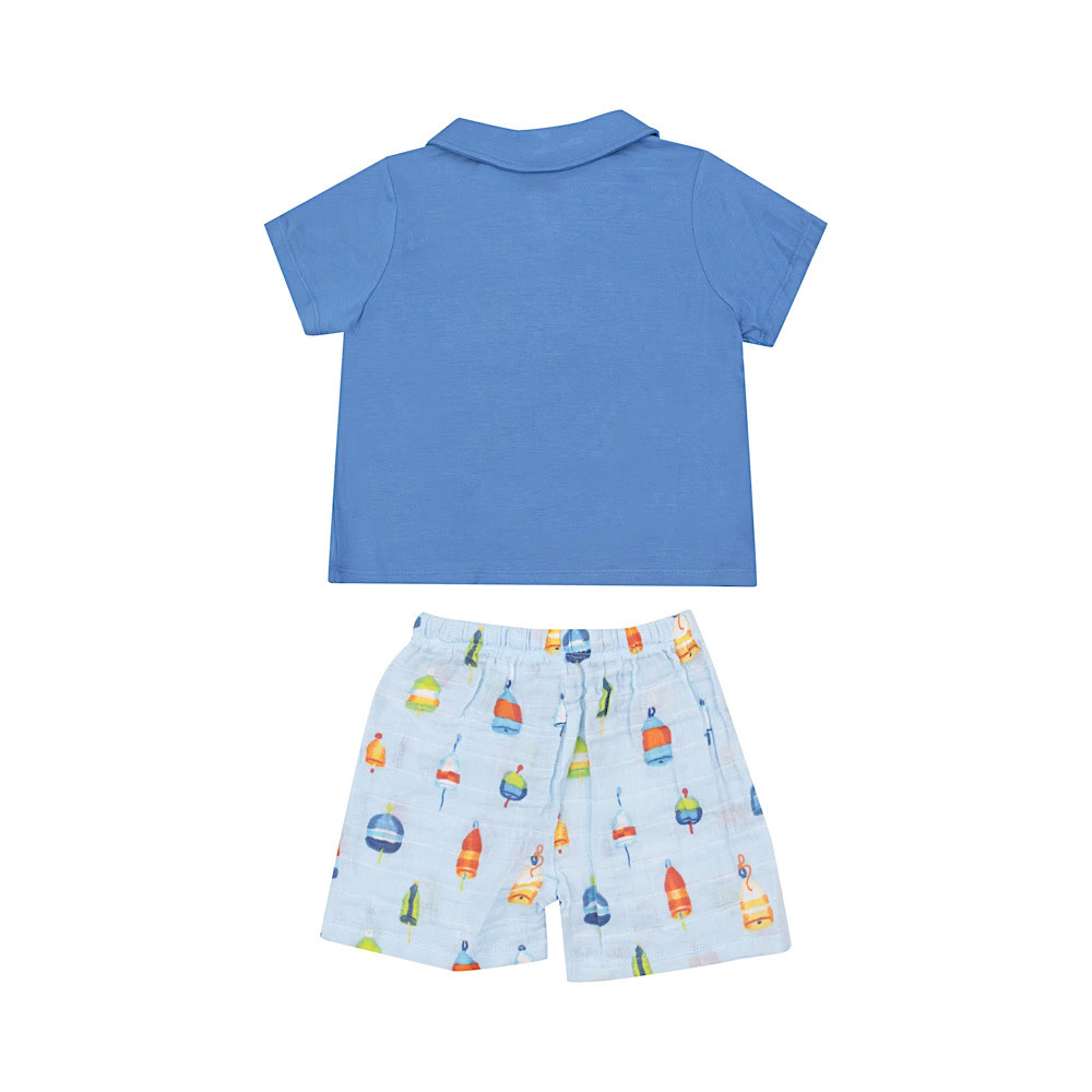 Angel Dear Muslin Short and Polo Shirt Set - Buoys