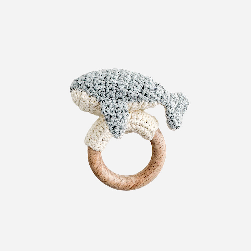 The Blueberry Hill Crochet Rattle Teether - Whale