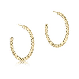 ENewton ENewton Earrings  - Classic Beaded Gold Post Hoops - 1.25 Inches - 2mm