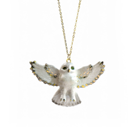 Camp Hollow Camp Hollow 24" 24k Gold Steel Chain Necklace - Gold and White Snowy Owl
