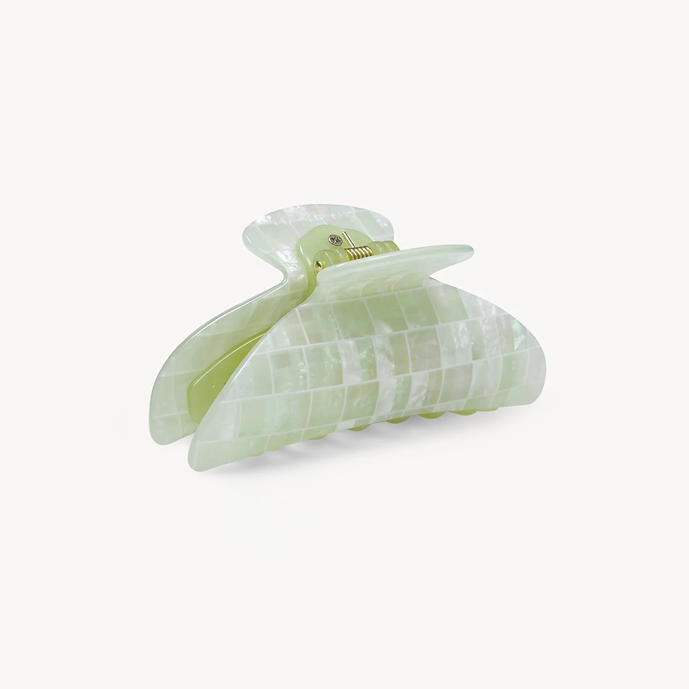 Machete Midi Claw Hair Clip - Mint Shell Checker