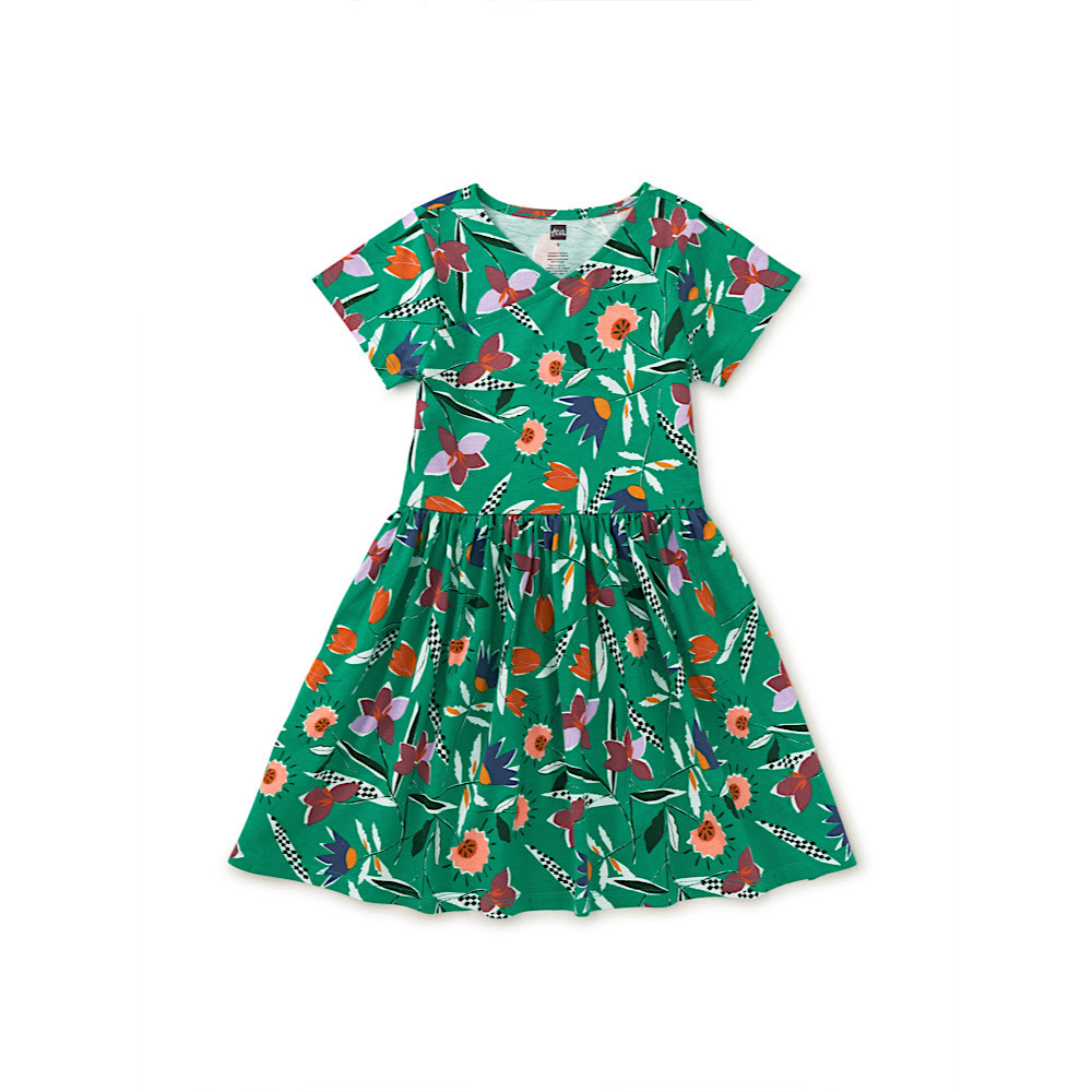 Tea Collection Tea Collection Short Sleeve Wrap Dress - Kilim Tulip