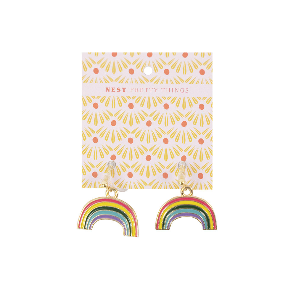 Nest Pretty Things Kids Rainbow Clouds Clip On Charm Earrings