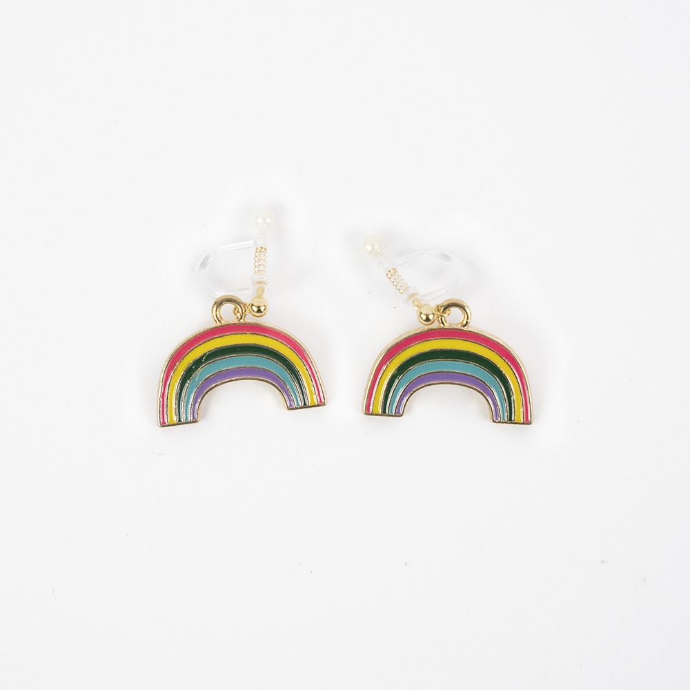 Nest Pretty Things Kids Rainbow Clouds Clip On Charm Earrings