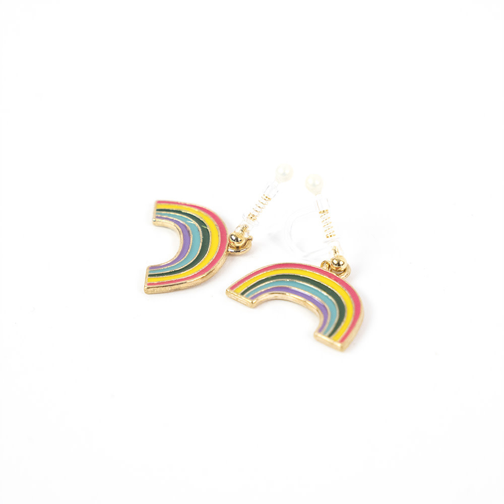 Nest Pretty Things Kids Rainbow Clouds Clip On Charm Earrings