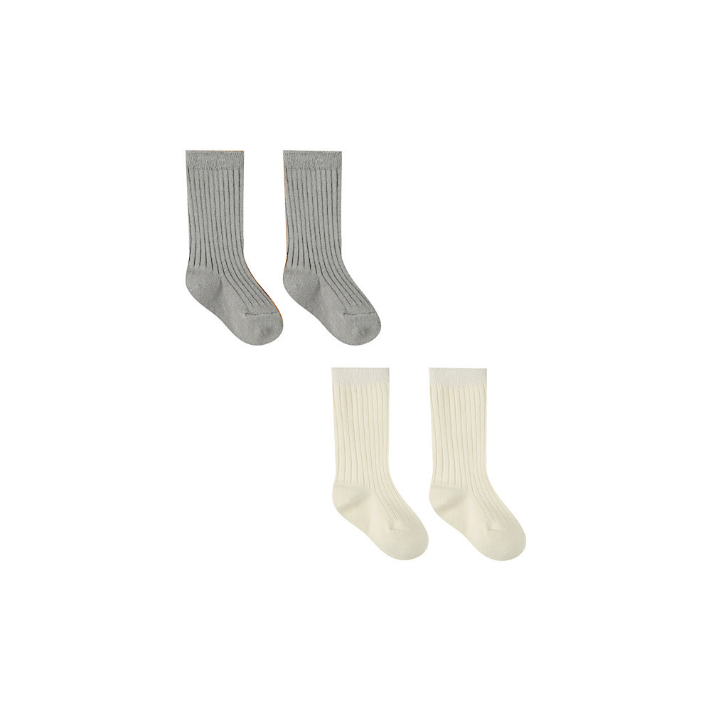 Quincy Mae Quincy Mae Socks Set - Ivory/Dusty Blue