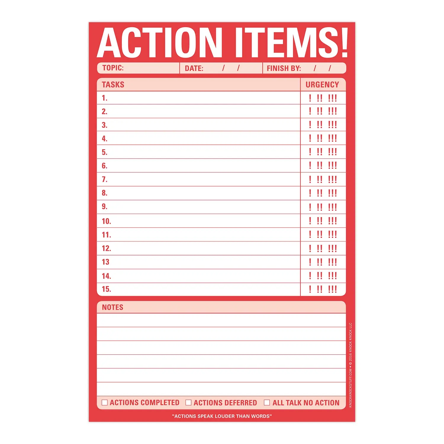 Knock Knock Action Items! Pad