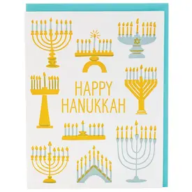 Smudge Ink Smudge Ink Card - Menorah Hanukkah