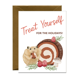 Yeppie Paper Yeppie Paper - Hamster Buche de Noel Holiday Card