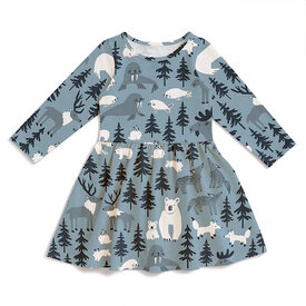 Winter Water Factory Winter Water Factory Calgary Dress - Northern Animals Mountain Blue