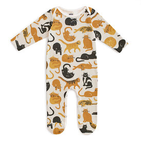 Winter Water Factory Winter Water Factory Footed Romper - Cat Friends Gold & Yellow