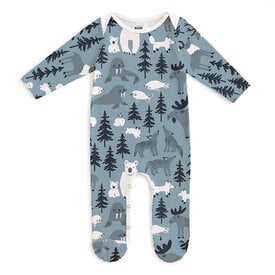 Winter Water Factory Winter Water Factory Footed Romper - Northern Animals Mountain Blue