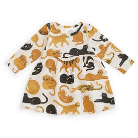 Winter Water Factory Winter Water Factory Lausanne Baby Dress - Cat Friends Gold & Yellow