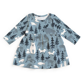 Winter Water Factory Winter Water Factory Lausanne Baby Dress - Northern Animals Mountain Blue