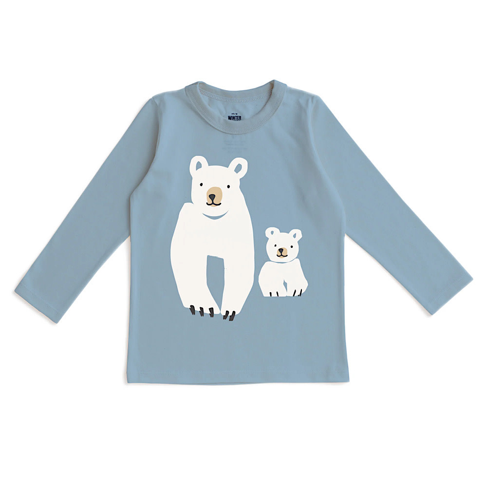 Winter Water Factory Long Sleeve Graphic Tee - Polar Bears Mountain Blue