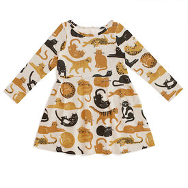 Winter Water Factory Winter Water Factory Madison Dress - Cat Friends Gold & Yellow